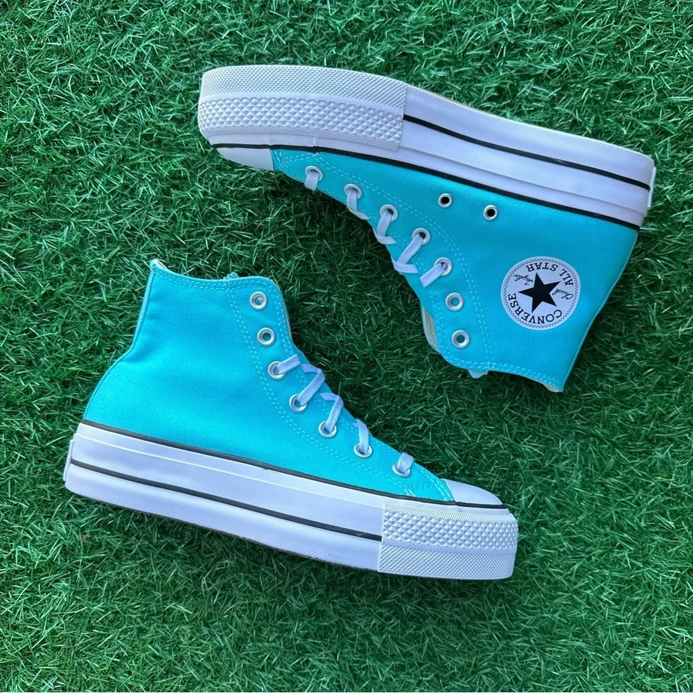 🎁Converse Chuck Taylor All Star Ctas Lift Hi Triple Cyan - Picture 12 of 12